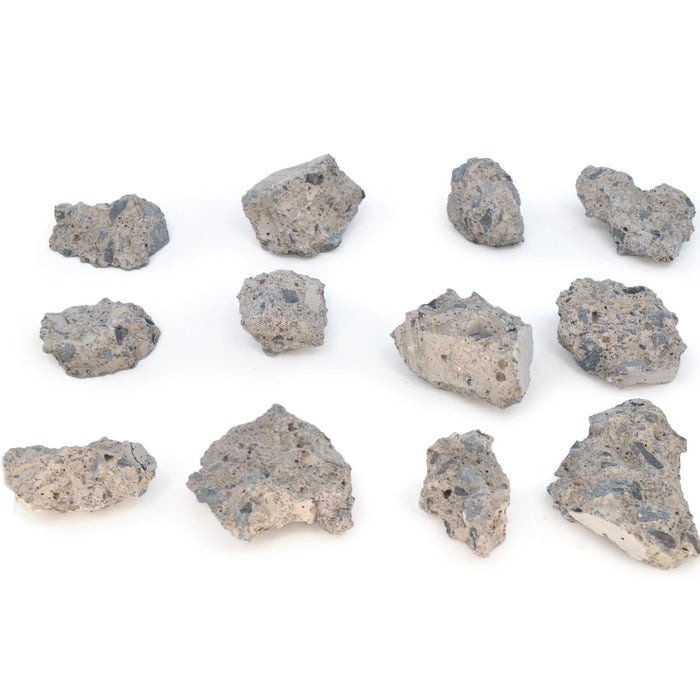 Eisco - 12 Count Raw Concrete Mineral Specimens Approx. 1-3 Inches - Hand-Processed by Geologist - for Geology Classrooms and Identification Exercises