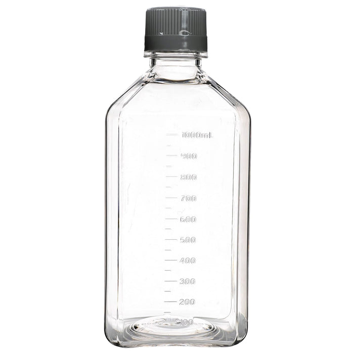 Eisco - Pack of 12, 1L PETG Media Bottles with HDPE Caps, Non-Sterile, Square, Leakproof, Tamper-Evident, Laboratory-Grade, Ideal for Lab Reagents, Buffers & Biopharmaceutical Processing