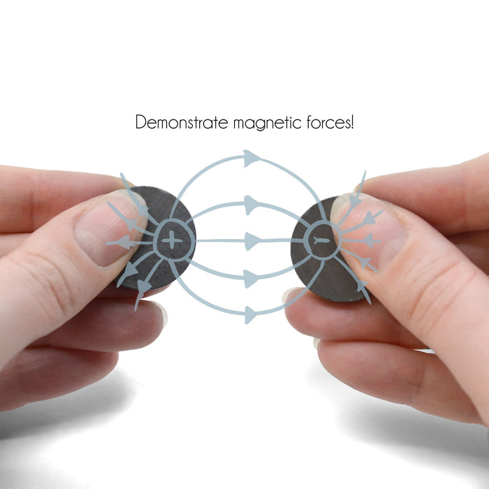 Eisco - Ceramic Disc Magnets Pack of 6 - 25x5mm - Durable and Versatile Magnets for Science, Education, and Experiments - Ideal for Magnetic Fields Studies, STEM Projects, and Lab Applications