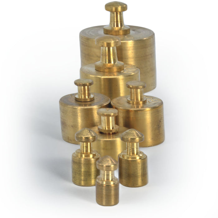 Eisco - Brass Mass Set for Scales and Balances - Includes 50g, 20g, 10g, 5g, 2g, 1g - Educational Tool for Teaching Weight, Mass, and Volume