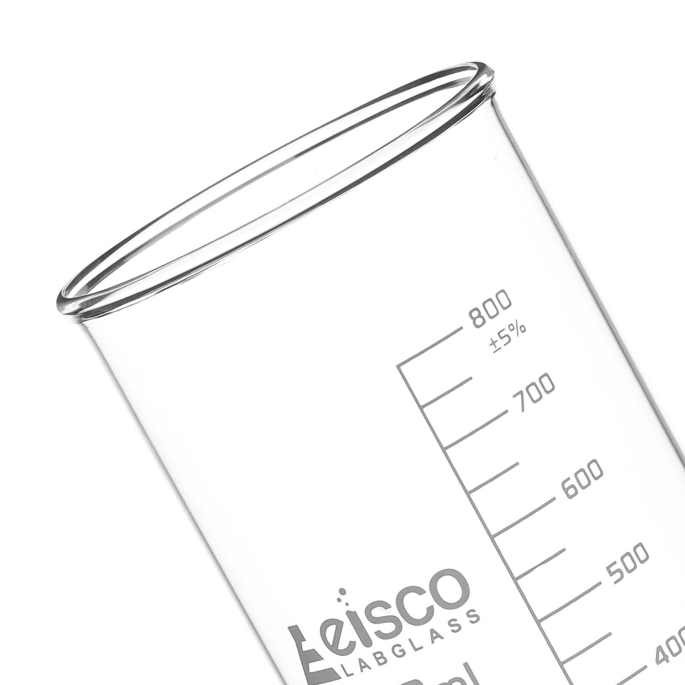 Eisco 6PK Tall Form Beakers Without Spout, 800mL - Graduated - Borosil ...