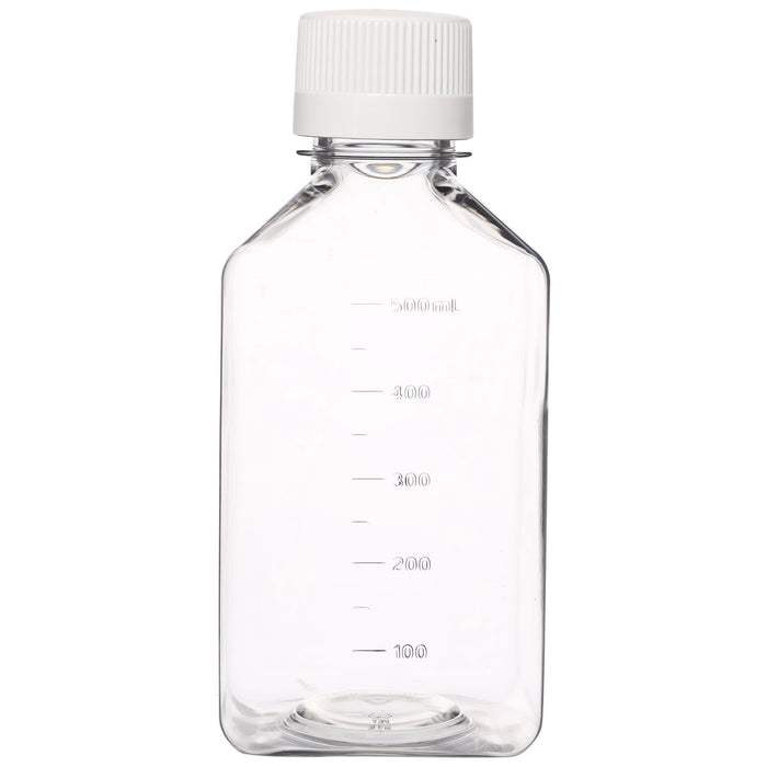 Eisco - Pack of 24, 500mL PET Media Bottles with HDPE Caps, Non-Sterile, Leakproof, Tamper-Evident, Lab-Grade, Ideal for Lab Reagents, Buffers & Biopharmaceutical Processing