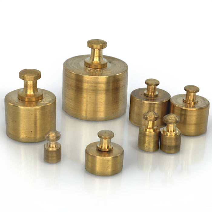 Eisco - Brass Mass Set for Scales and Balances - Includes 50g, 20g, 10g, 5g, 2g, 1g - Educational Tool for Teaching Weight, Mass, and Volume