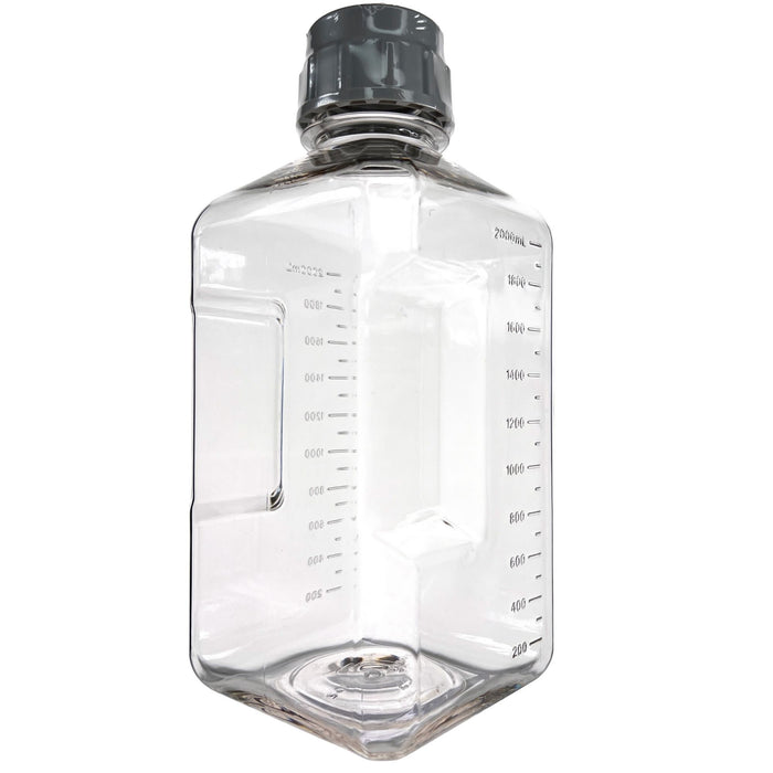 Eisco - Pack of 6, 2L Sterile PETG Media Bottles with HDPE Caps, Square, Leak-Proof, Tamper-Evident, Non-Pyrogenic, Gamma Sterilized, Ideal for Lab Reagents, Buffers & Biopharmaceutical Use