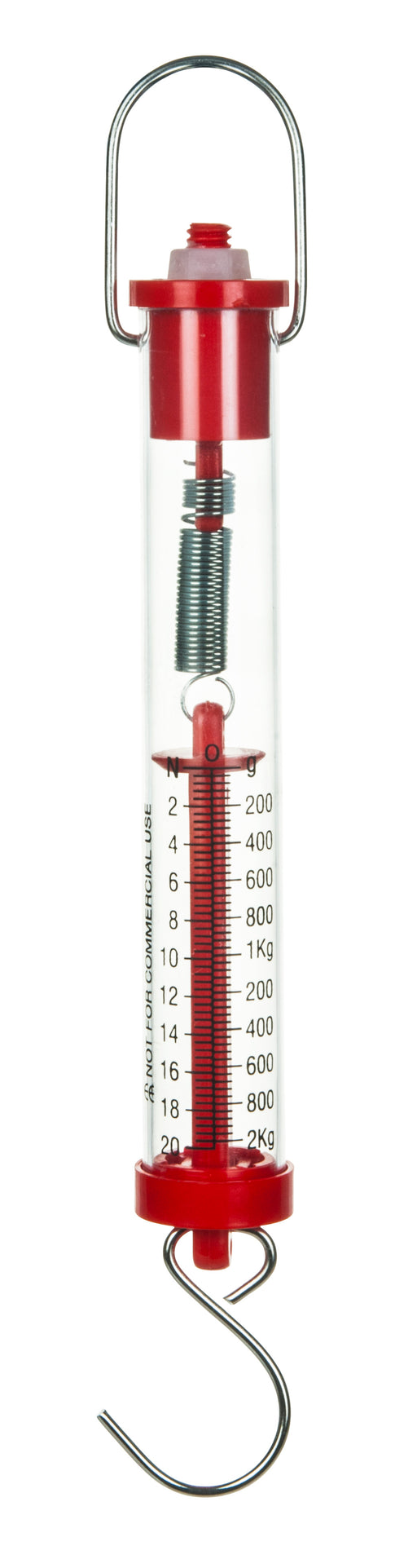 Eisco Labs - Acrylic Tubular Spring Scale (Dynamometer) 20N/2kg Capacity - Spring Scale, Pull Scale, Force Meter, Force Spring, Spring Scales for Science