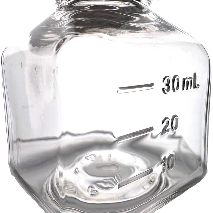 Eisco - Pack of 24, 30mL PETG Media Bottles with HDPE Caps, Non-Sterile, Square, Leakproof, Tamper-Evident, Laboratory-Grade, Ideal for Lab Reagents, Buffers & Biopharmaceutical Processing