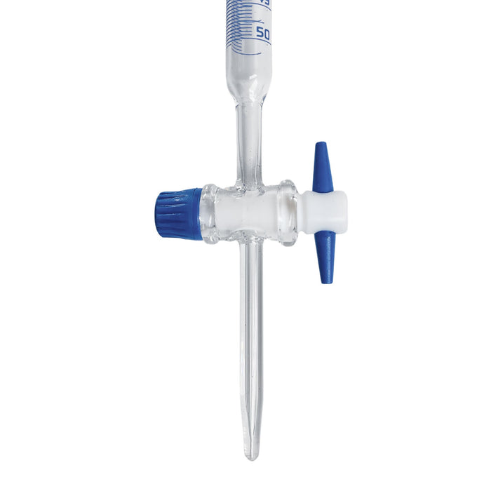 Eisco Labs -  50mL Class A Burette ±0.05mL, Borosilicate Glass with PTFE Key Stopcock - ISO 385 Batch Certified - High Durability and Chemical Resistance, Burette with Stopcock, Precise Flow Burette