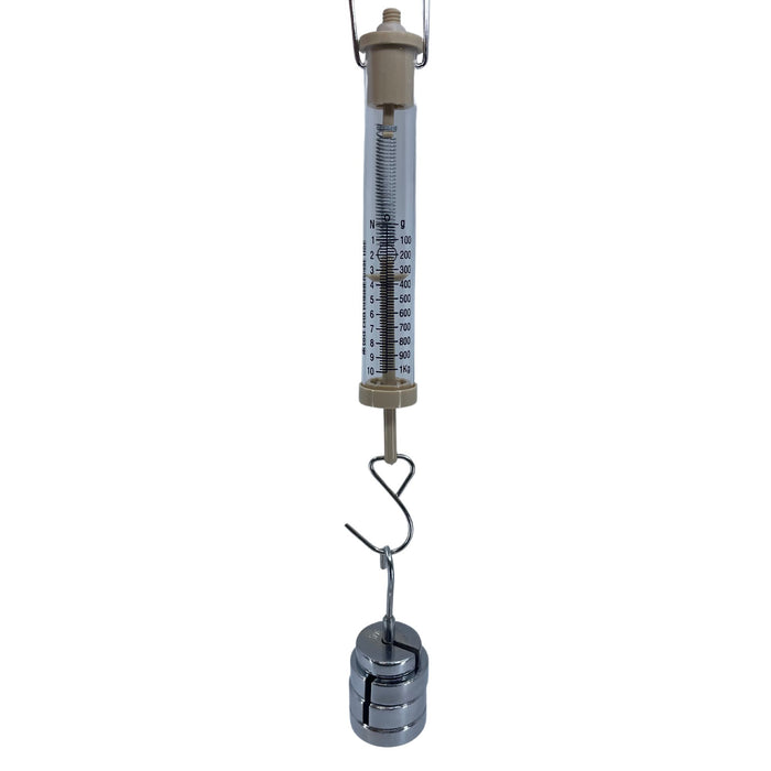 Eisco Labs - Acrylic Tubular Spring Scale (Dynamometer) 10N/1kg Capacity - Spring Scale, Pull Scale, Force Meter, Force Spring, Spring Scales for Science