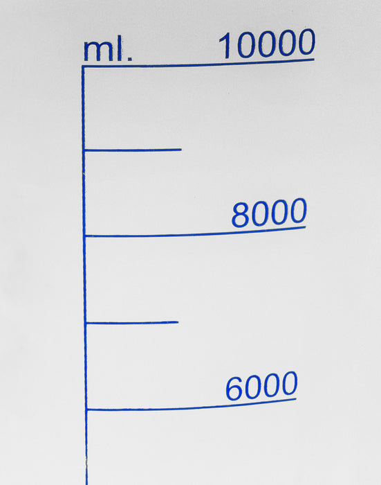 Premium 10,000mL (10L) Beaker - Polypropylene Plastic, Blue Screen Printed, 1000mL Graduations - Eisco Labs