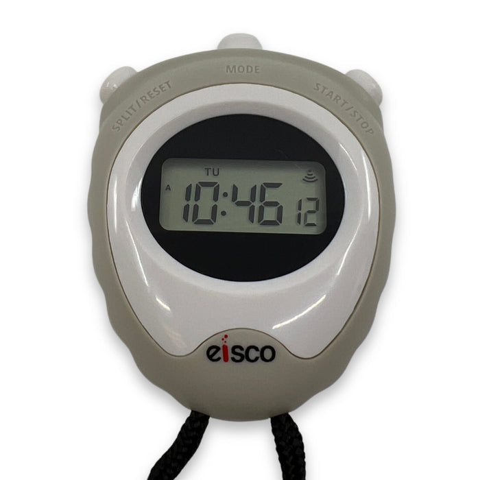 Eisco Labs - Digital Stopwatch with Quartz Timer, 1/100th Second Precision, Alarm Function - Displays Hours, Minutes, Seconds, Date, and Month - Timing for Sports, Labs, Experiments, and Education