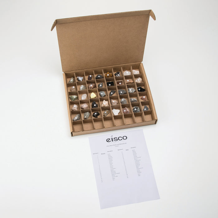 Eisco Basic Rocks and Minerals Kit - Contains 40 specimens measuring approx. 1" (3cm) (Discontinued)