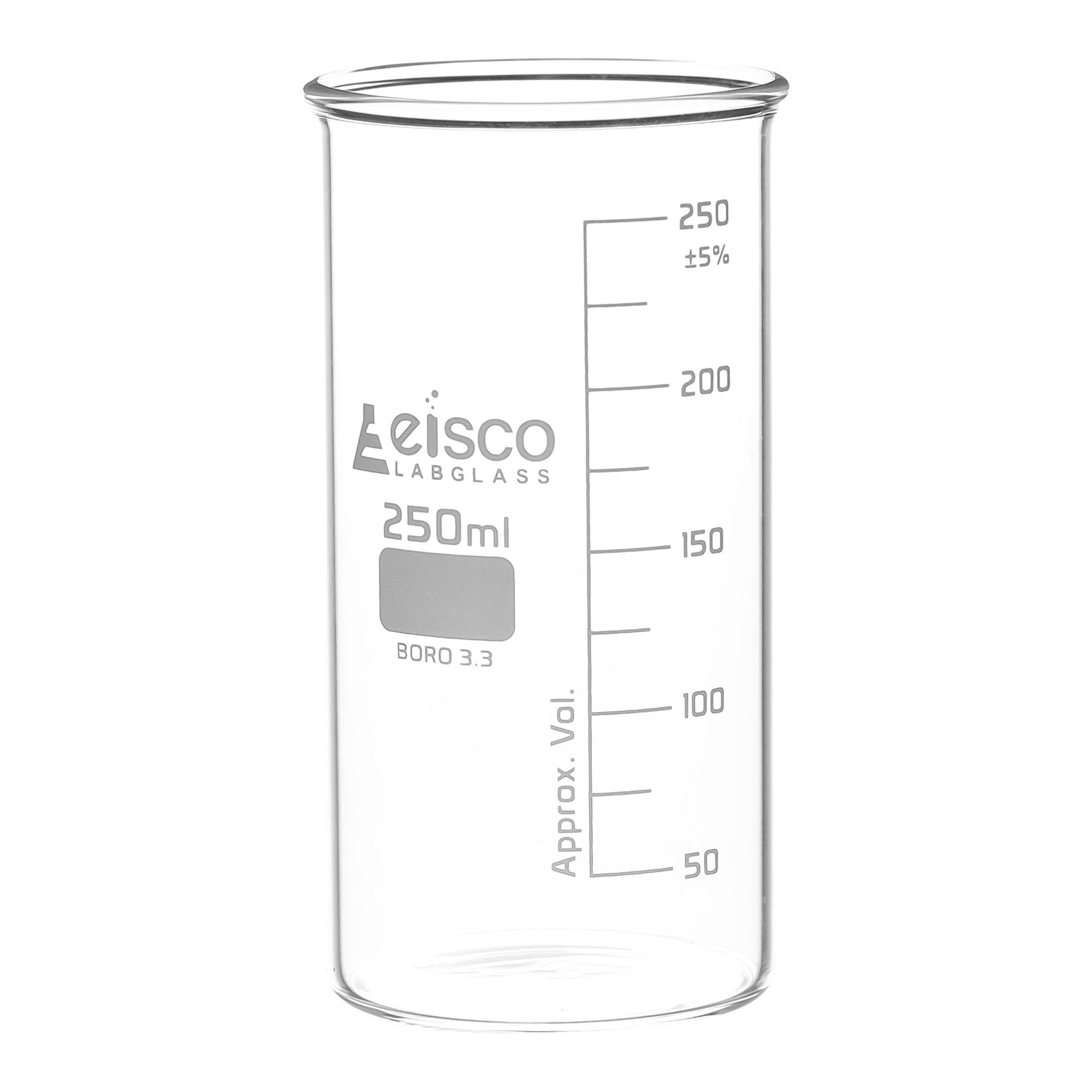 Beaker 250ml Berzelius Tall Form No Spout Graduated Borosilica — Eisco Labs 8248