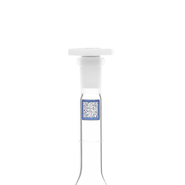 Eisco Volumetric Flask, 10mL - Class A - Borosilicate Glass, Polyethylene Stopper, 10/19 Socket - QR Code Marking for Calibration Certificate