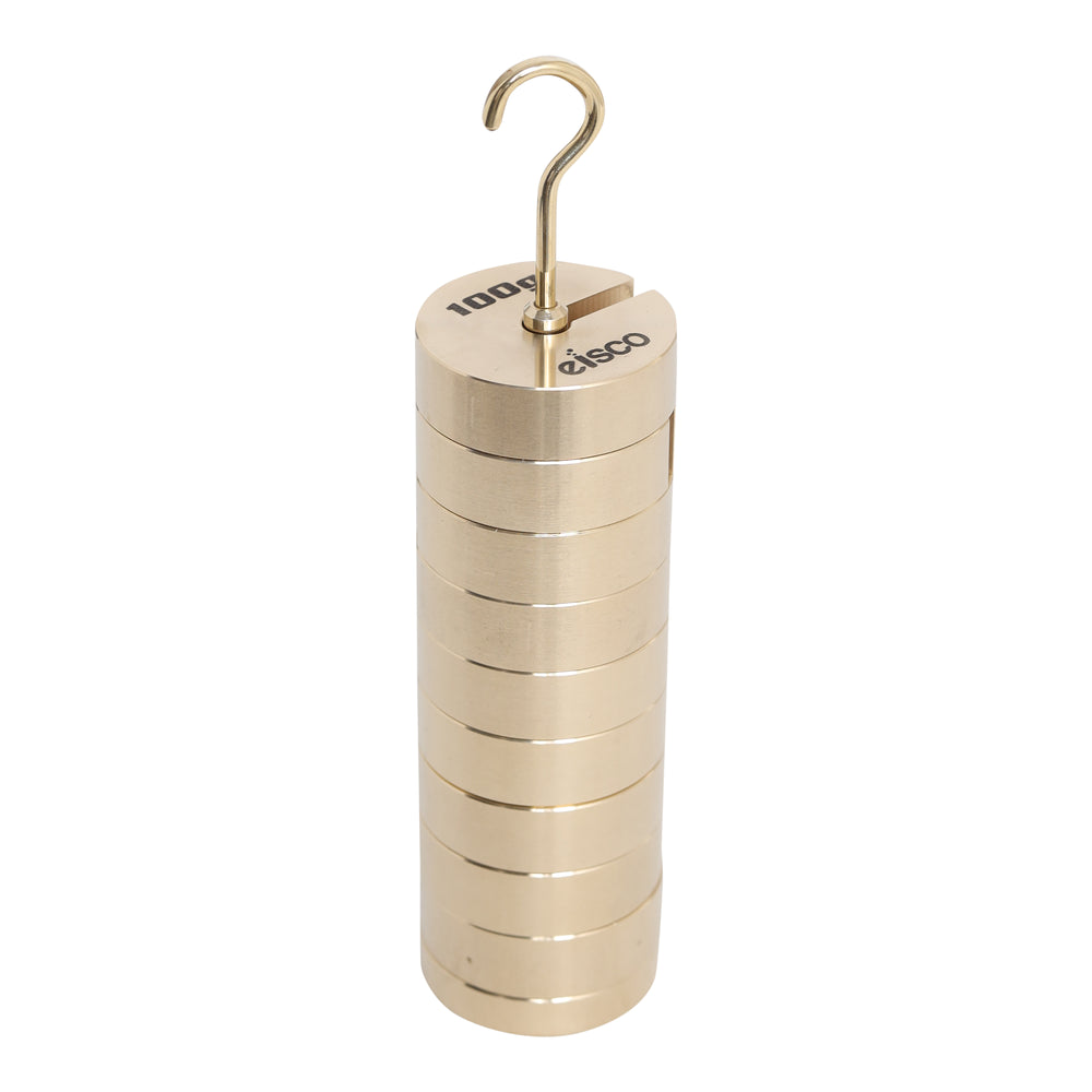 Slotted Mass Set with Hanger, 100g Each - 1000g Total - Brass