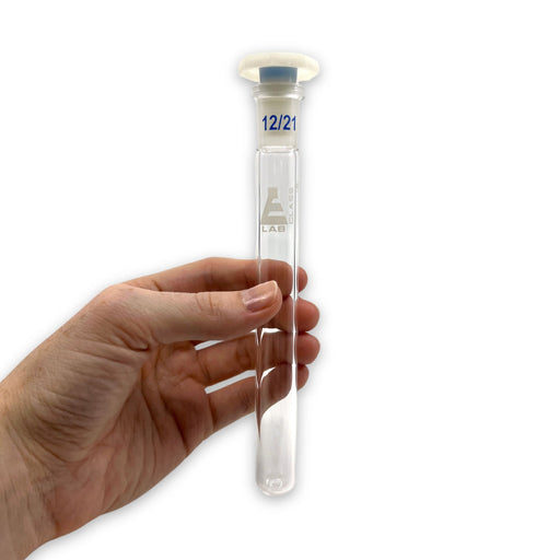 Eisco Labs - 10mL Test Tube, 125x15mm, Borosilicate Glass with Polypropylene Stopper - Laboratory Glassware for Sample Storage, Chemical Reactions, and Educational Use