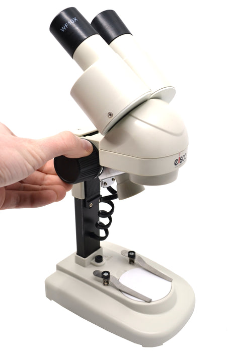 Eisco - Starter Stereo Inclined Microscope - 20x Magnification with 10x18mm Eyepieces & 2x Objective - Cordless Battery-Operated LED Lighting - Binocular Head for Labs & Education