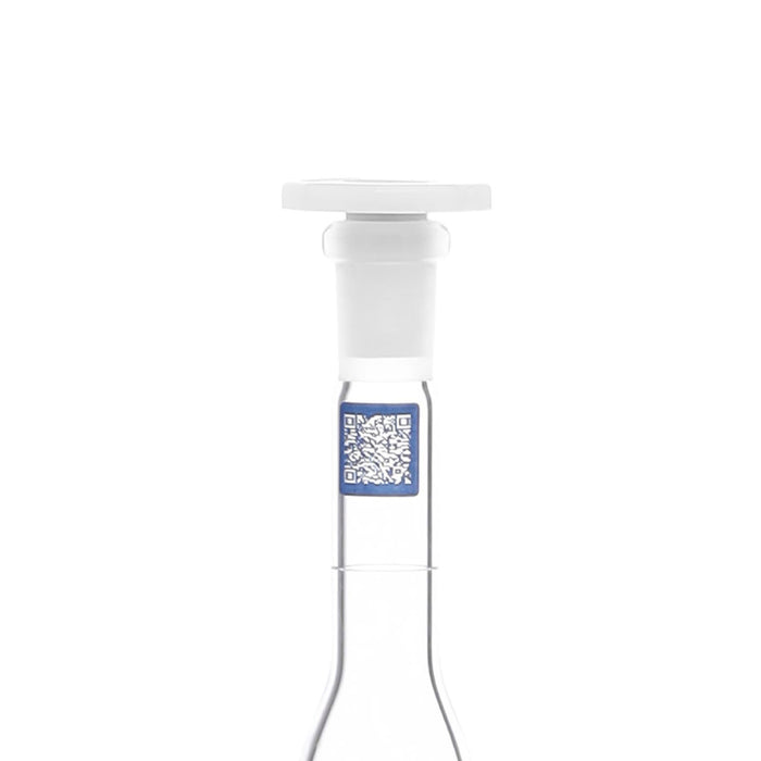 Eisco Volumetric Flask, 5mL - Class A - Borosilicate Glass, Polyethylene Stopper, 10/19 Socket - QR Code Marking for Calibration Certificate