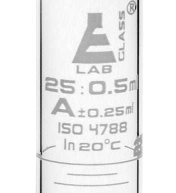 Eisco Labs - 25mL Graduated Measuring Cylinder, Class A, Borosilicate Glass, Round Base with Spout, White Graduations, ISO 4788 Certified - Scientific Labware for Accurate Liquid Measurement in Research & Education