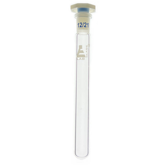 Eisco Labs - 10mL Test Tube, 125x15mm, Borosilicate Glass with Polypropylene Stopper - Laboratory Glassware for Sample Storage, Chemical Reactions, and Educational Use