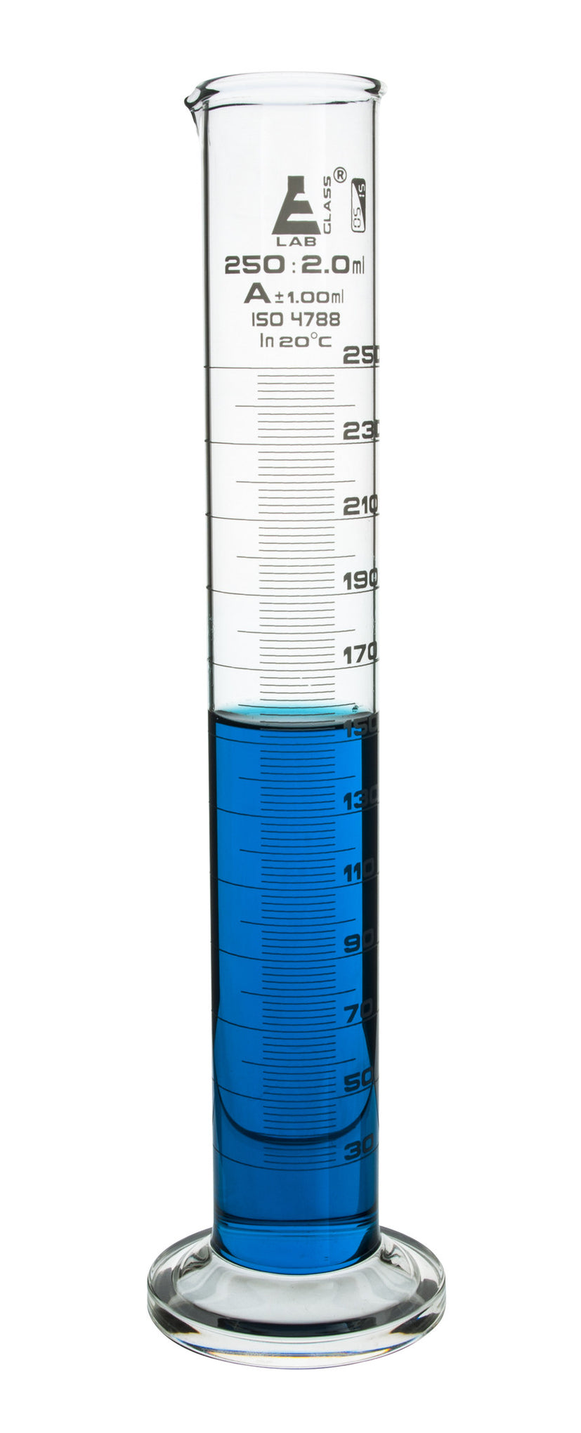 Measuring Cylinder 250ml Class A Tolerance ±100ml Borosilicate — Eisco Labs 6573