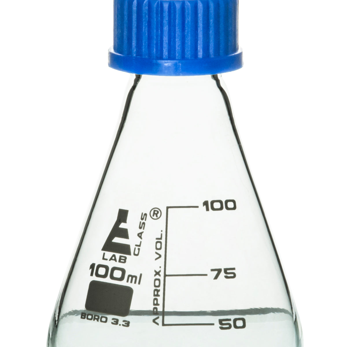 Erlenmeyer Flask, 100ml - Borosilicate Glass - With PTFE Screw Cap 