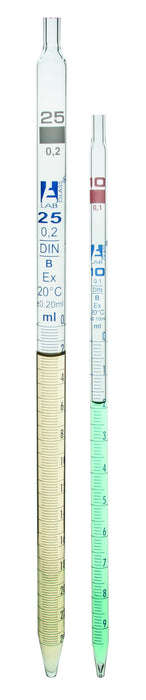 Bouteille pipette à mesurer, verre, 100ml, graduation 0,25, 0,5, 0,75, 1 ml