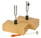 Pair of Steel Tuning Forks (440Hz) in Wood Bases, One Adjustable