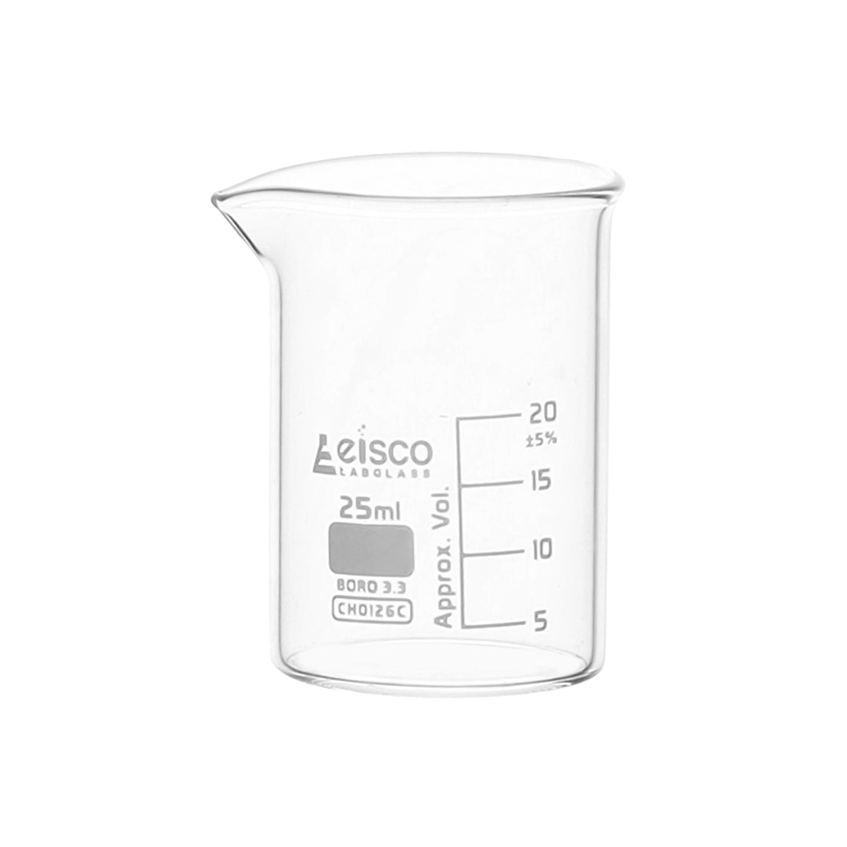 Beaker 25ml Low Form 5ml Graduations Borosilicate Glass — Eisco Labs 0286