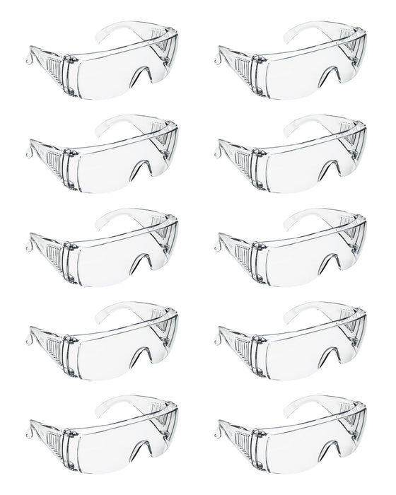 10PK Safety Glasses - Vented - Impact Resistant Polycarbonate Lens