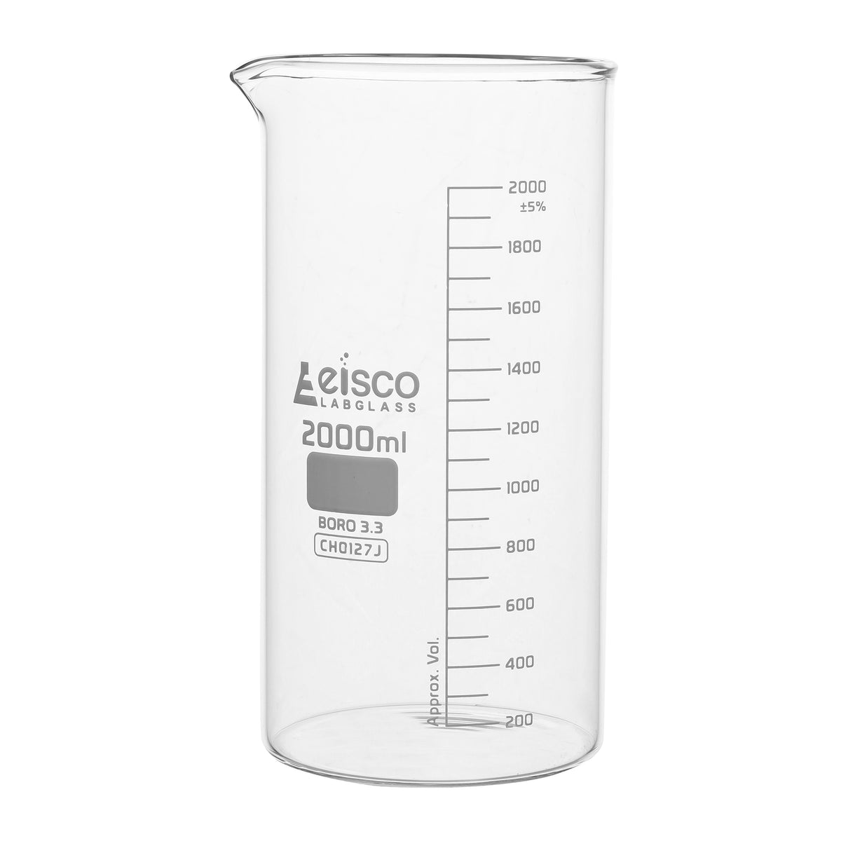 2000ml Low Form Glass Beaker, 3.3 Borosilicate Glass Graduated Printed  Scale Measuring Cups With Spout For Kitchen Lab Liquids Transit Boiling