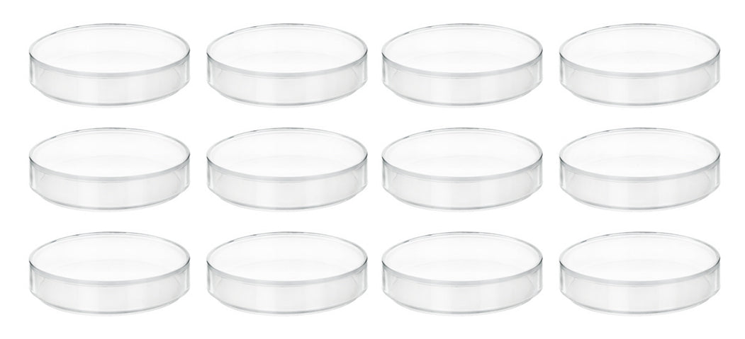 12PK Petri Dishes - 2.9" Diameter, 0.5" Depth - Polypropylene Plastic