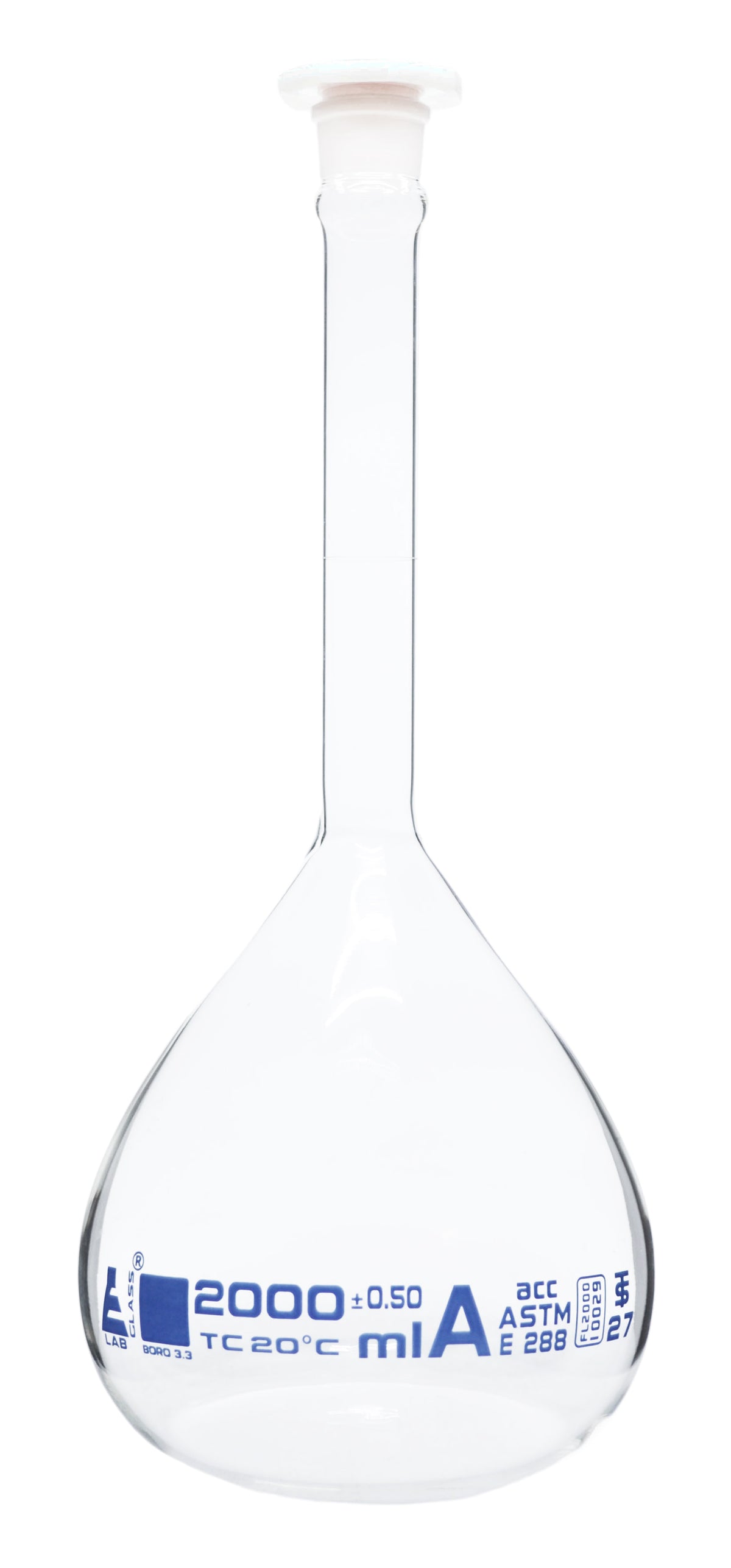 Volumetric Flask 2000ml Astm Class A Polypropylene Stopper Bor — Eisco Labs 3676