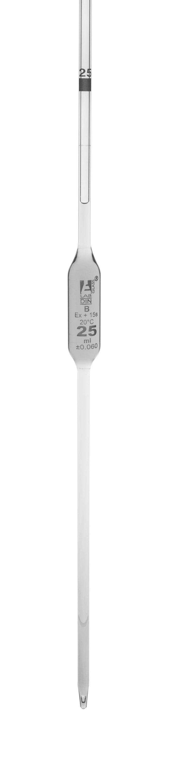 Bulb Form Pipette, 25ml - Class B, Tolerance ±0.060 - White Graduation ...