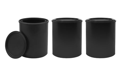 3PK Quart Size Black All-Plastic (Polypropylene) Paint Cans with Lids - Made From 100% Recycled Plastic