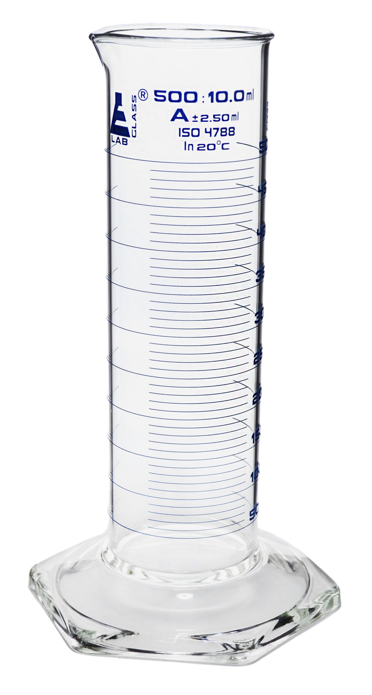 Measuring Cylinder 500ml Class A Tolerance ±250ml Squat Form — Eisco Labs 7474