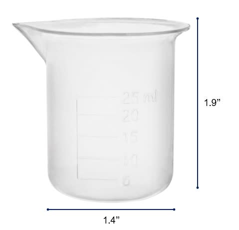 Plastic Beaker, 25ml - Polypropylene - Raised Graduations