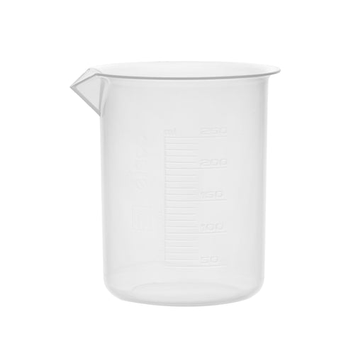 50PK Plastic Beakers, 250ml - Polypropylene - Raised Graduations