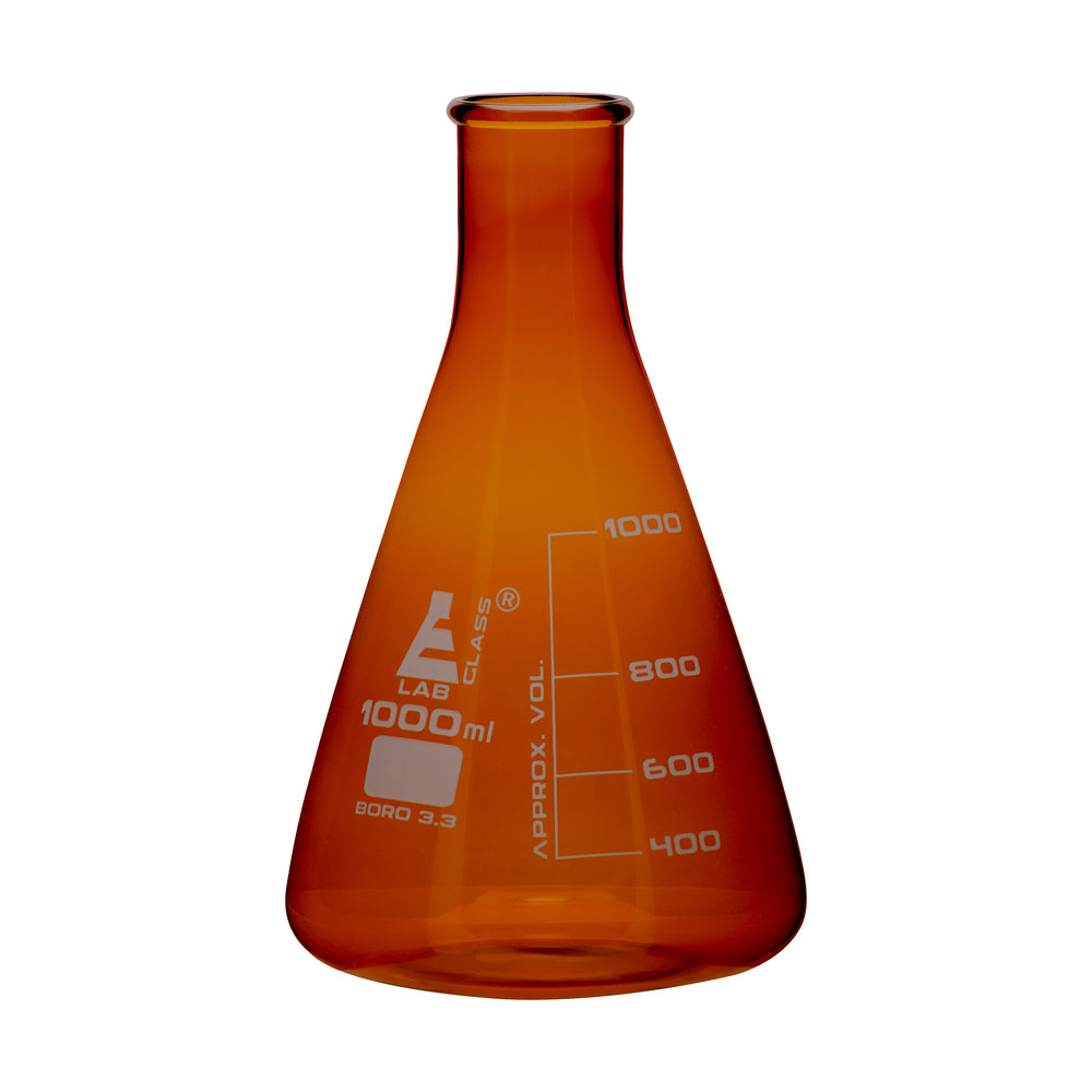 Flask Erlenmeyer narrow neck AMBER 1000ml