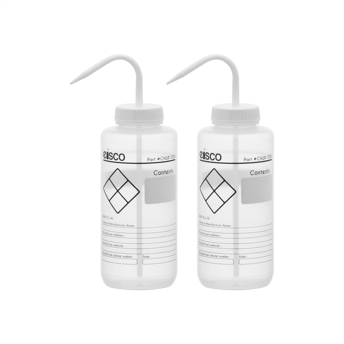 2PK Performance Plastic Wash Bottle, Distilled Water, 1000 ml
