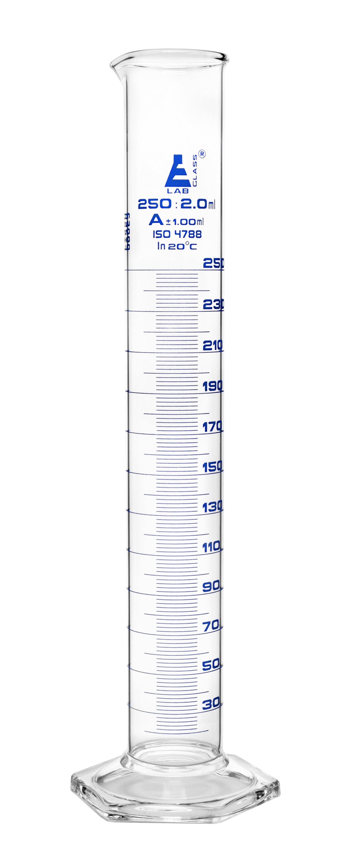 Glass Measuring Cylinder 250 ml Professional Lab Graduated Cylinder  Chemistry Lab Glass Standard Measurement Cup Grade A