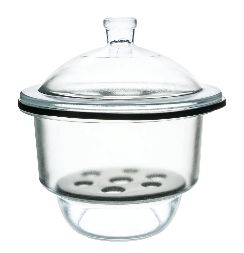 Desiccator with Knob Cover - 25cm (9.8") Porcelain Plate - Borosilicate Glass