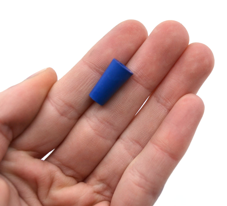 Neoprene Stoppers, 1 Hole - Blue - Size: 6mm Bottom, 8mm Top, 16mm Length - Pack of 10