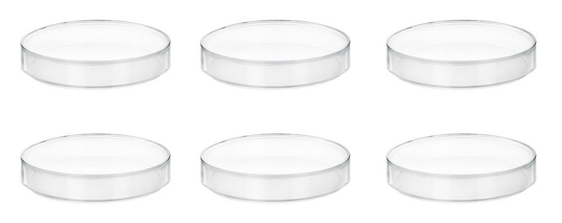 6PK Petri Dishes - 5" Diameter, 0.75" Depth - Polypropylene Plastic