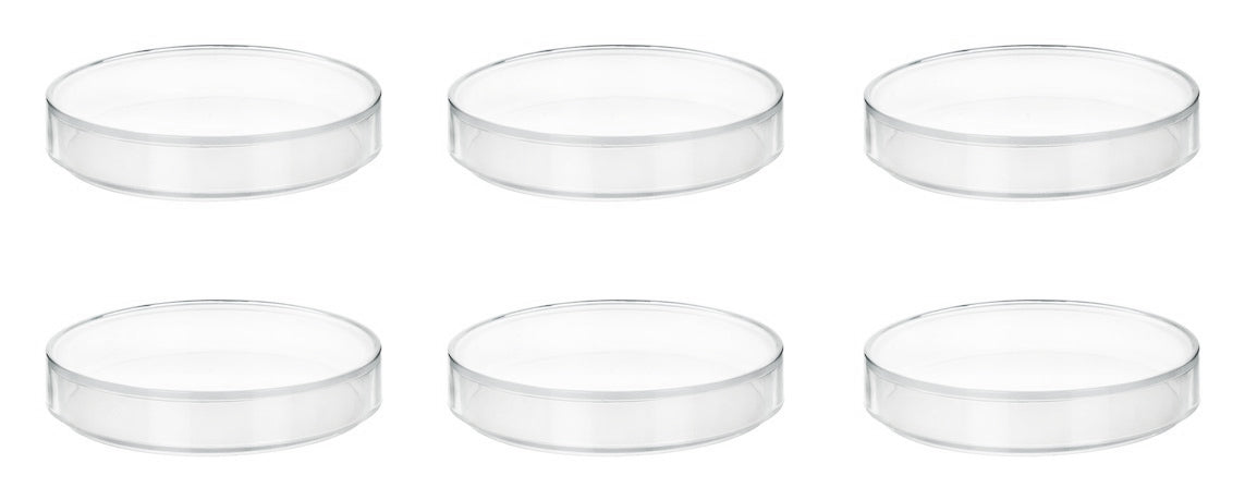 6PK Petri Dishes - 5" Diameter, 0.75" Depth - Polypropylene Plastic