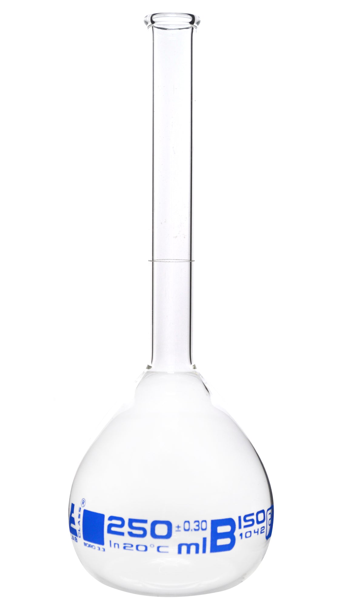 Volumetric Flask, 250ml - Class B - Borosilicate Glass - Blue Graduati ...