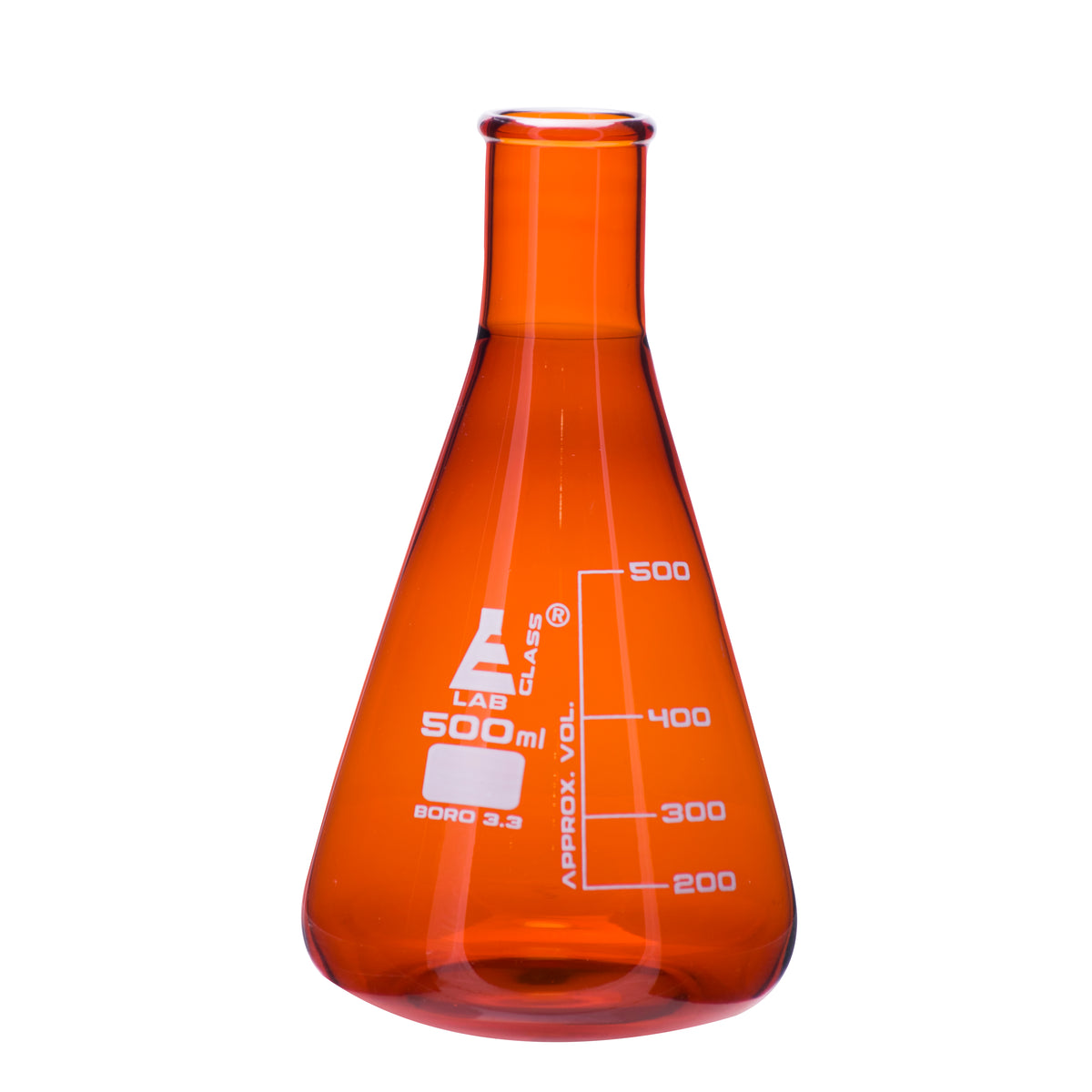 Flask Erlenmeyer narrow neck AMBER 500ml — Eisco Labs