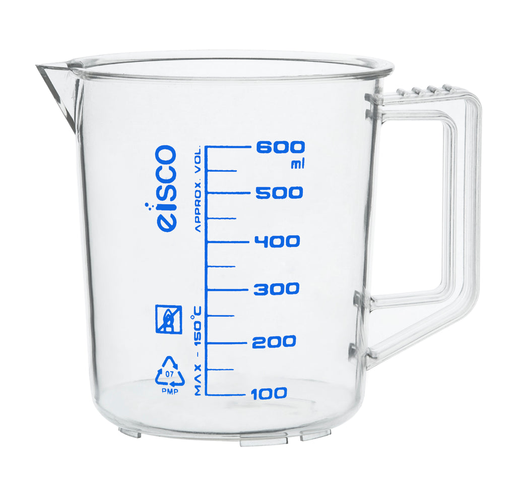 Plastic Measuring Jug 600ml Large Beaker Measuring Cups Graduated Jugs Measuring Jars for Cold Water Ice Tea Juice Beer Milk, Size: 600 mL, Blue