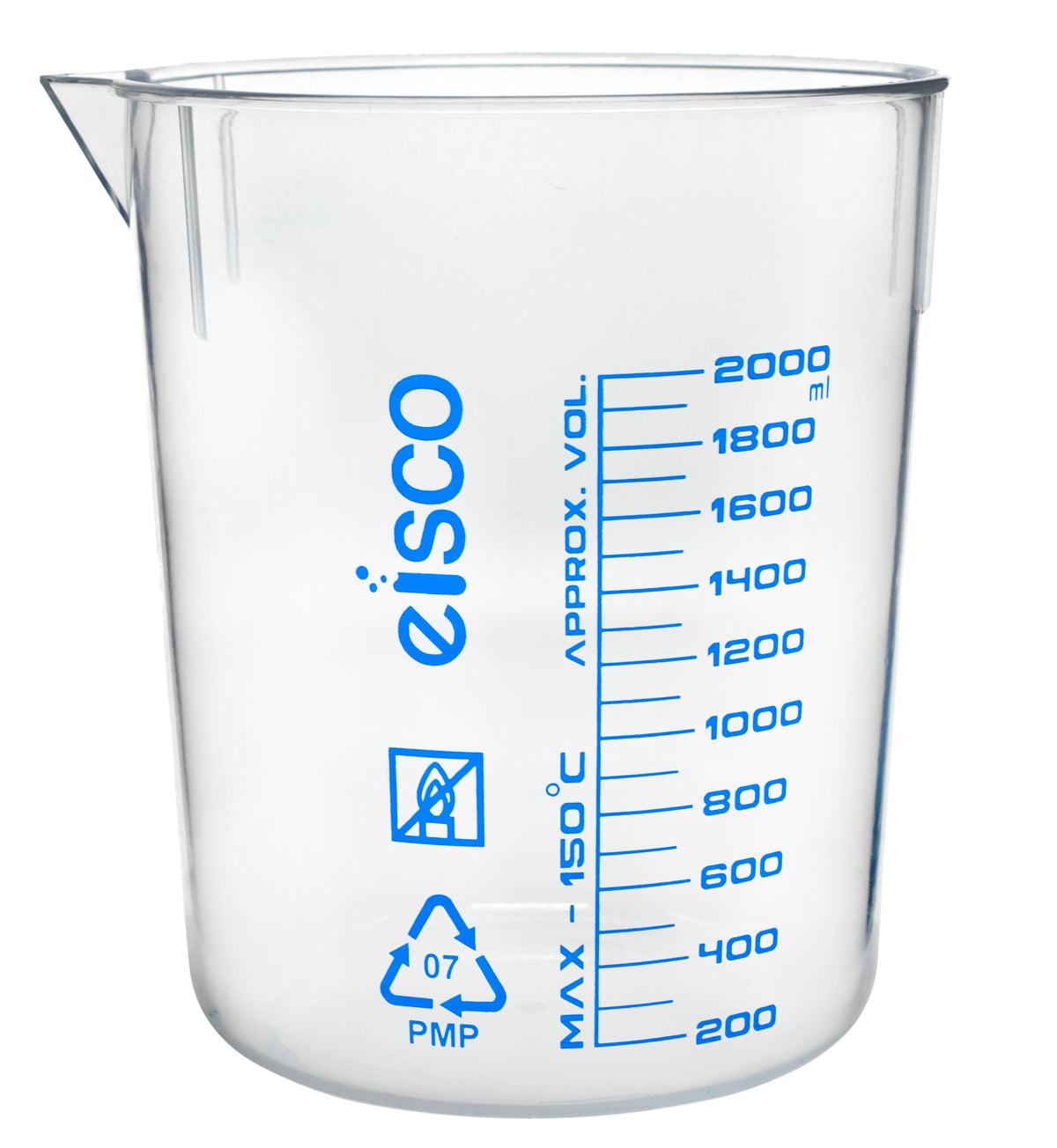 Beaker, 2000ml - Blue, Printed Graduations, Spout - Excellent Optical ...