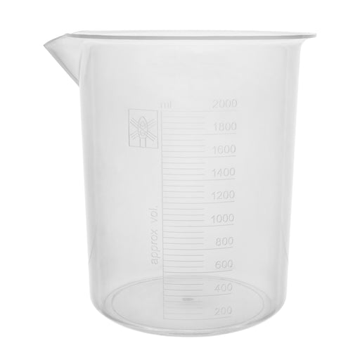 Plastic Beaker, 2000ml - Polypropylene - Raised Graduations