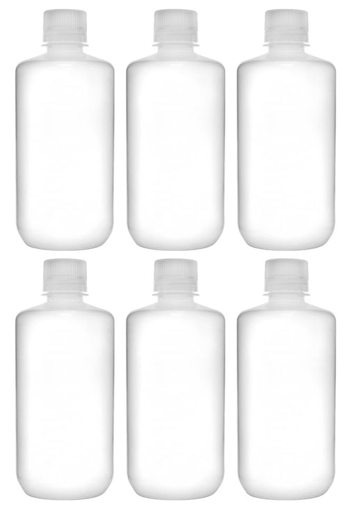 6PK Reagent Bottles, 1000ml - Narrow Mouth, Screw Cap - Polypropylene